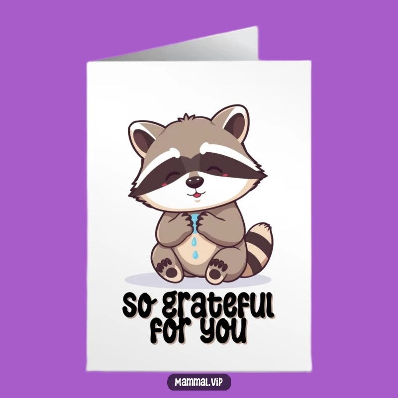 Free Printable Thank You Card: Grateful Raccoon Paw Washing Humor Downloadable Gift