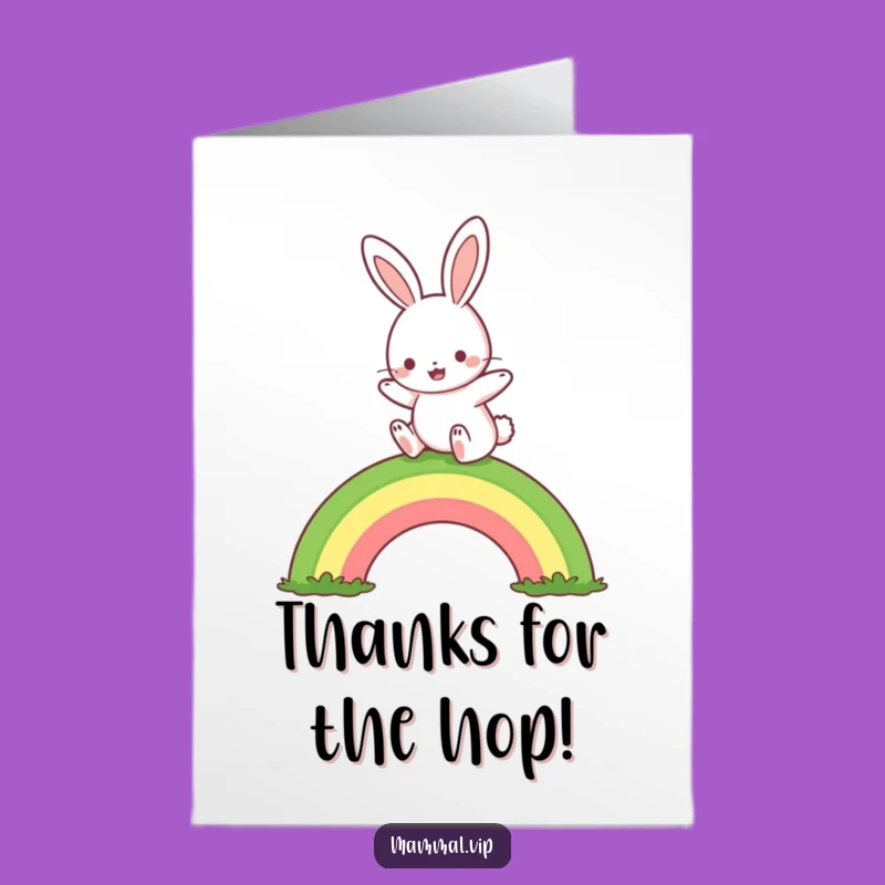 Sweet Thank You Card: Rabbit Rainbow Jump - Free Printable Downloadable Gift