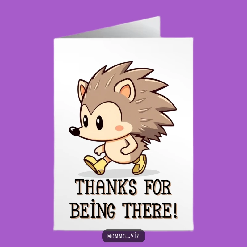 Free Printable Thank You Card Hedgehog Marching - Funny Determined Gift