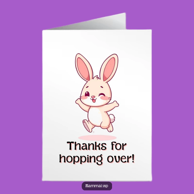 Free Printable Thank You Card: Hopping Bunny, Gratitude Humorous Downloadable