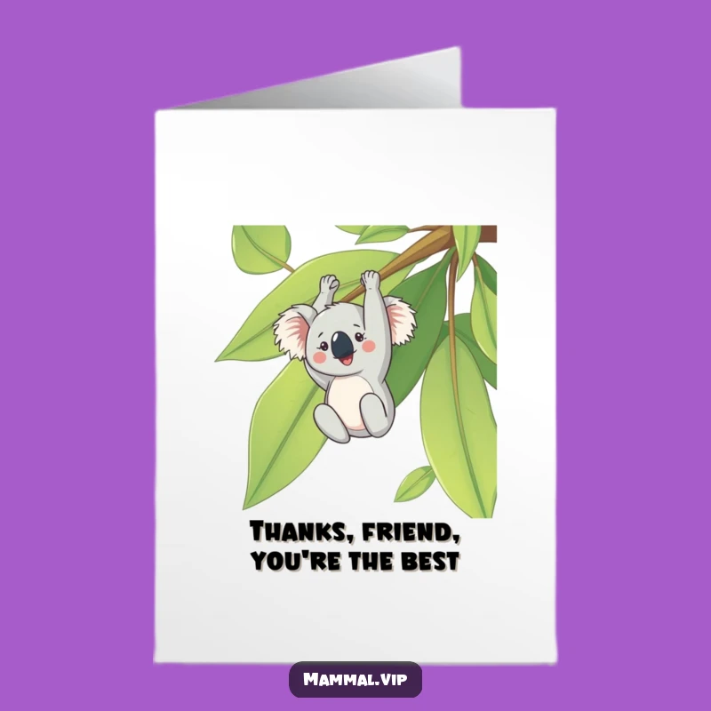 Free Printable Koala Thank You Card: Upside Down Leaf Funny Downloadable