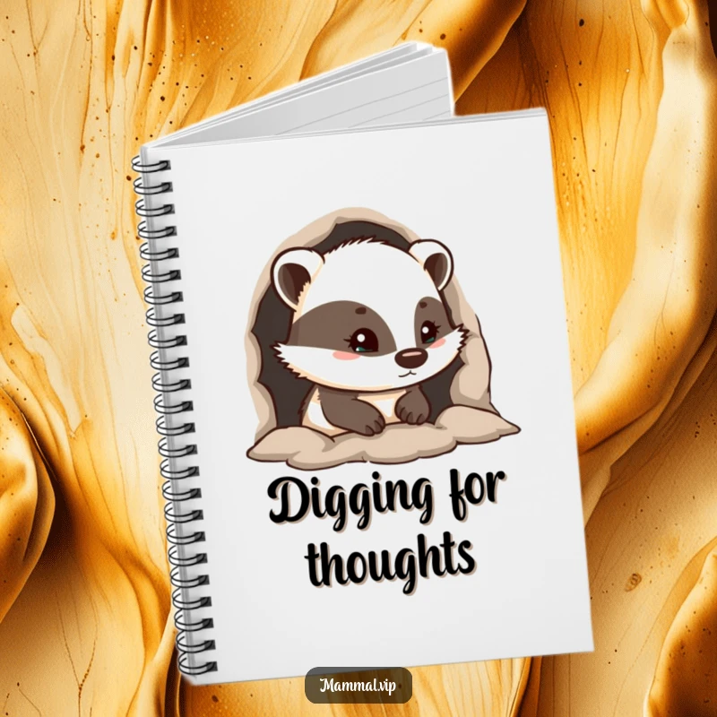 Funny notebook with a curious badger peeking from its burrow, ideal for jotting down observations and creative thoughts.