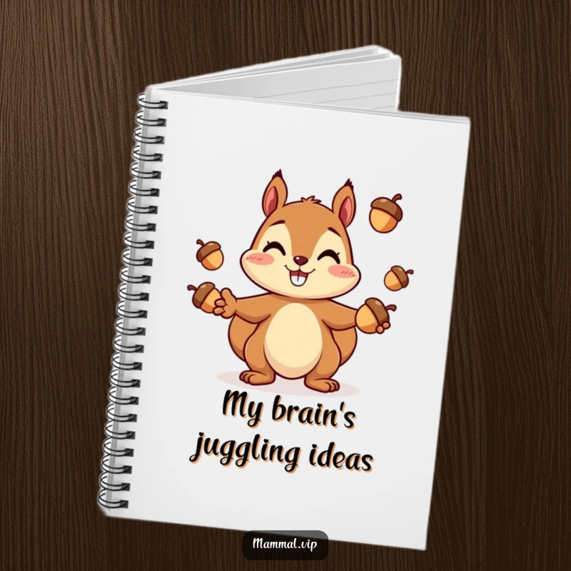 Funny Squirrel Notebook: A cheerful squirrel character juggling acorns, ready to record busy thoughts and plans.