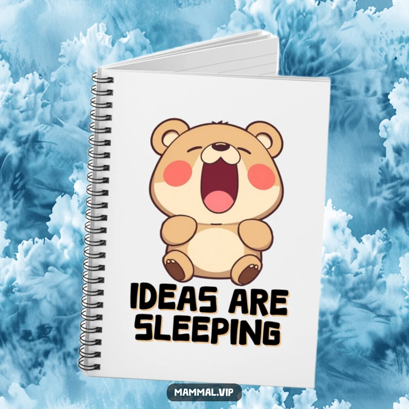 Funny yawning bear notebook, a journal featuring a sleepy yawning bear, perfect for jotting down thoughts.