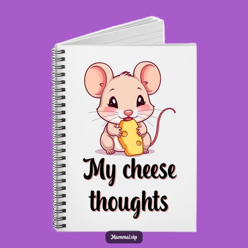 Funny Mouse Nibbling Cheese Notebook - Cute Rodent Journal Gift