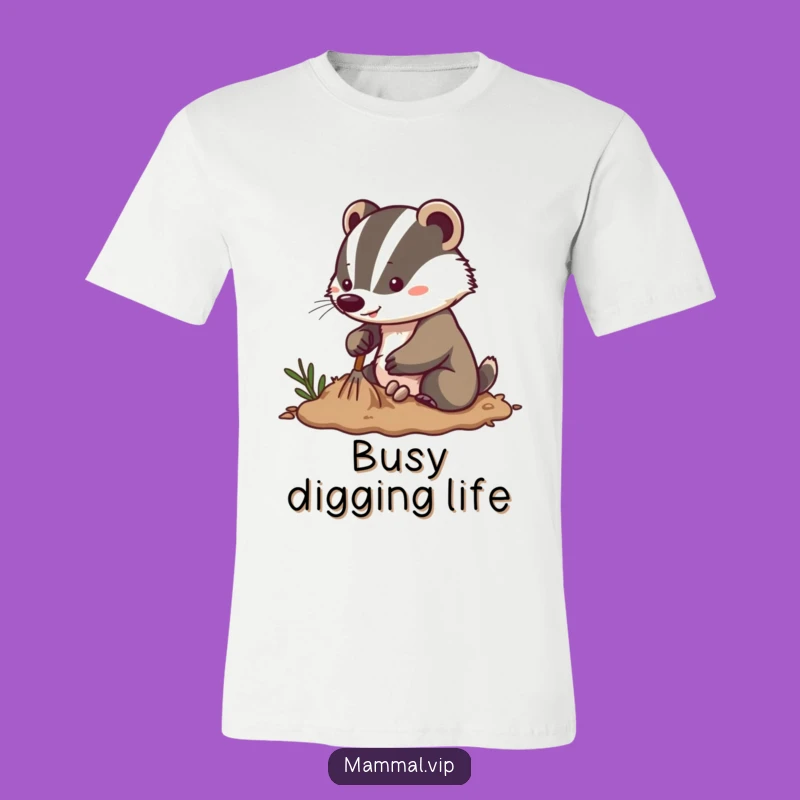 Funny Energetic Badger T-Shirt: Digging Character Tee, Hilarious Enthusiastic Gift