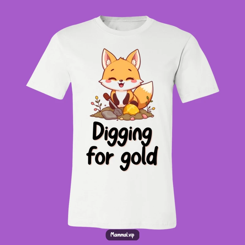Funny Fox Treasure Dig T-Shirt: Adventure Tee for Gift