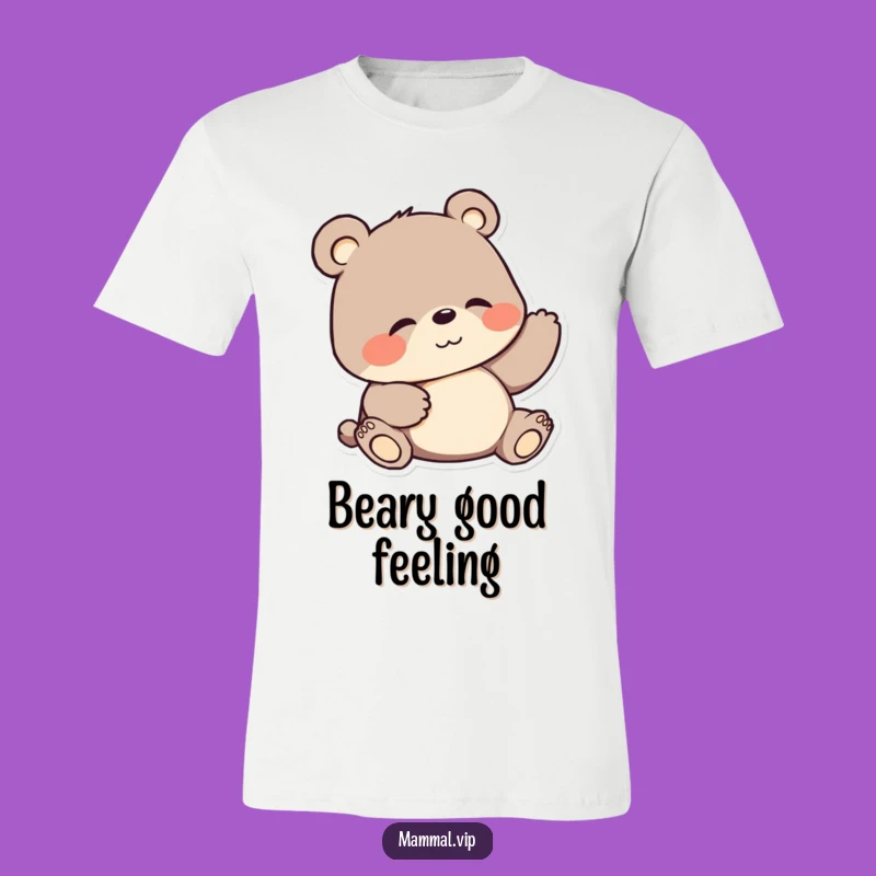 Funny Bear T-Shirt: Playful Cartoon Character Belly Scratch Tee for Laughs
