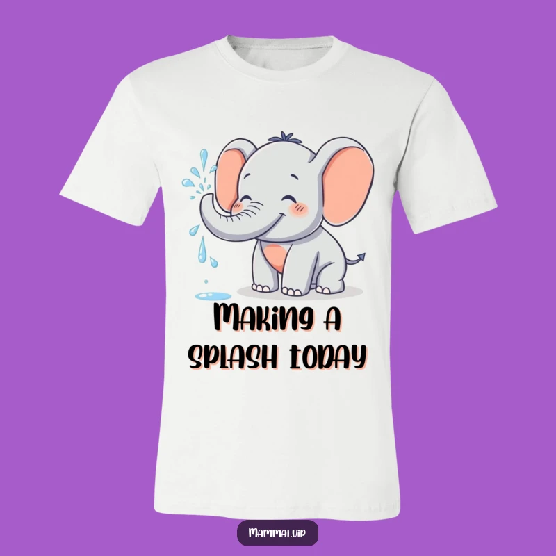 Funny Elephant T-Shirt: Grinning Water Sprayer Character for Joyful Vibes