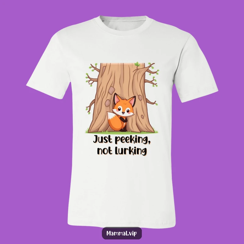 Funny Fox Kit T-Shirt: Peeking Character, Whimsical Funny Gift Tee
