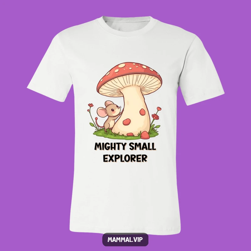 Funny Mouse T-Shirt: Giant Mushroom Adventure for Whimsical Style