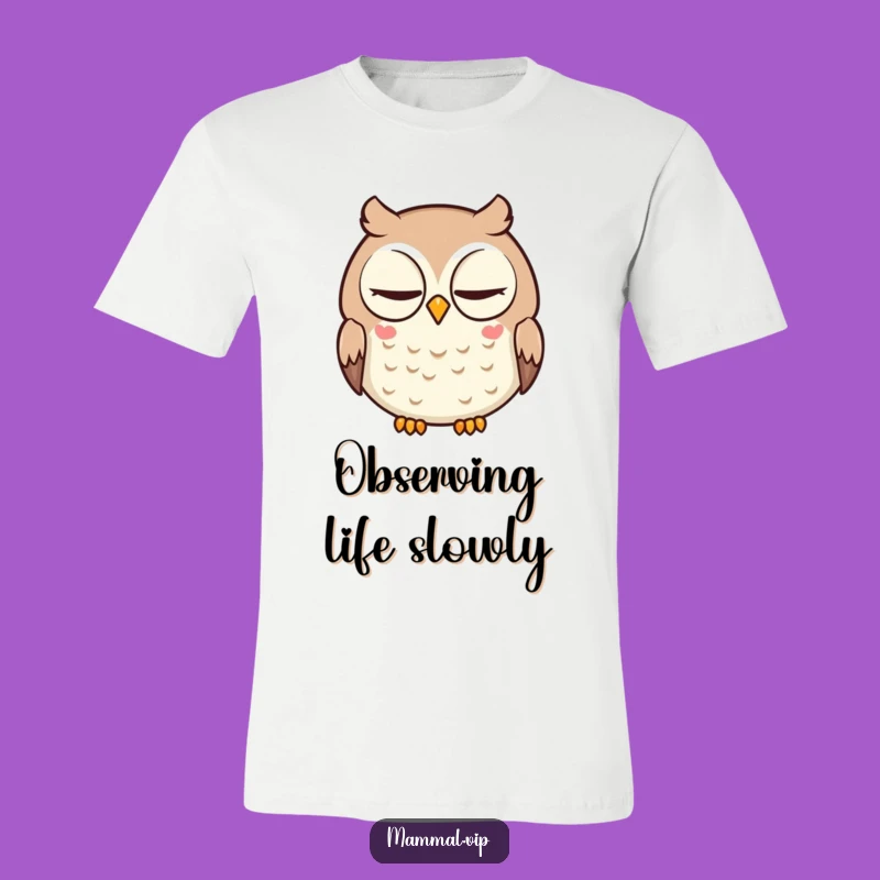 Funny Owl T-Shirt: Intelligent Cartoon Character Slow Blink Tee for Laughs