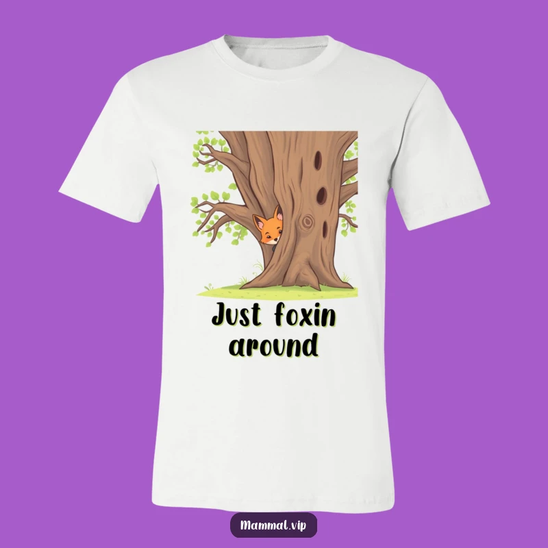 Funny Fox Kit T-Shirt: Peek-a-Boo Design for Playful Charm