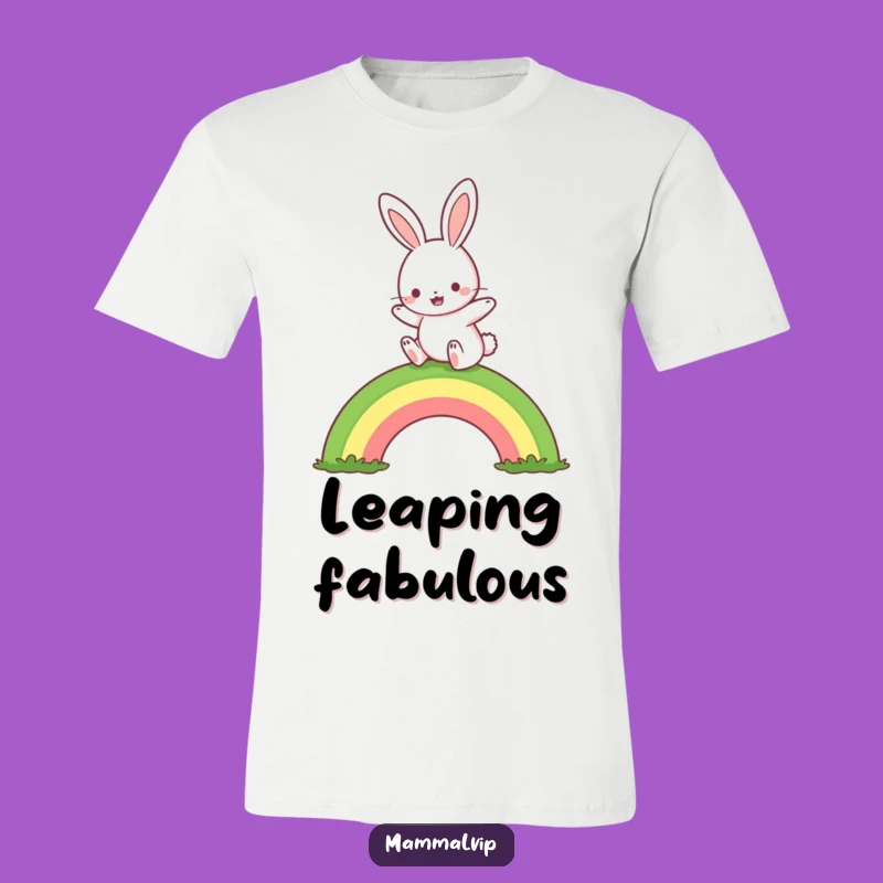 Funny Rabbit Rainbow Hop T-Shirt: Joyful Cute Tee for Gifting