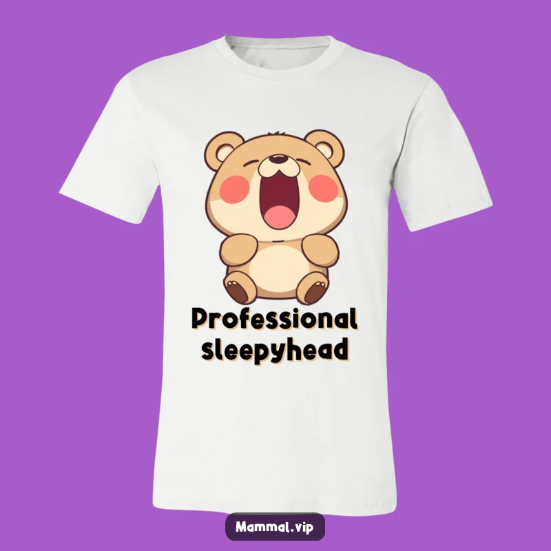 Funny Yawning Bear T-Shirt - Comical Sleepy Animal Graphic Tee Gift