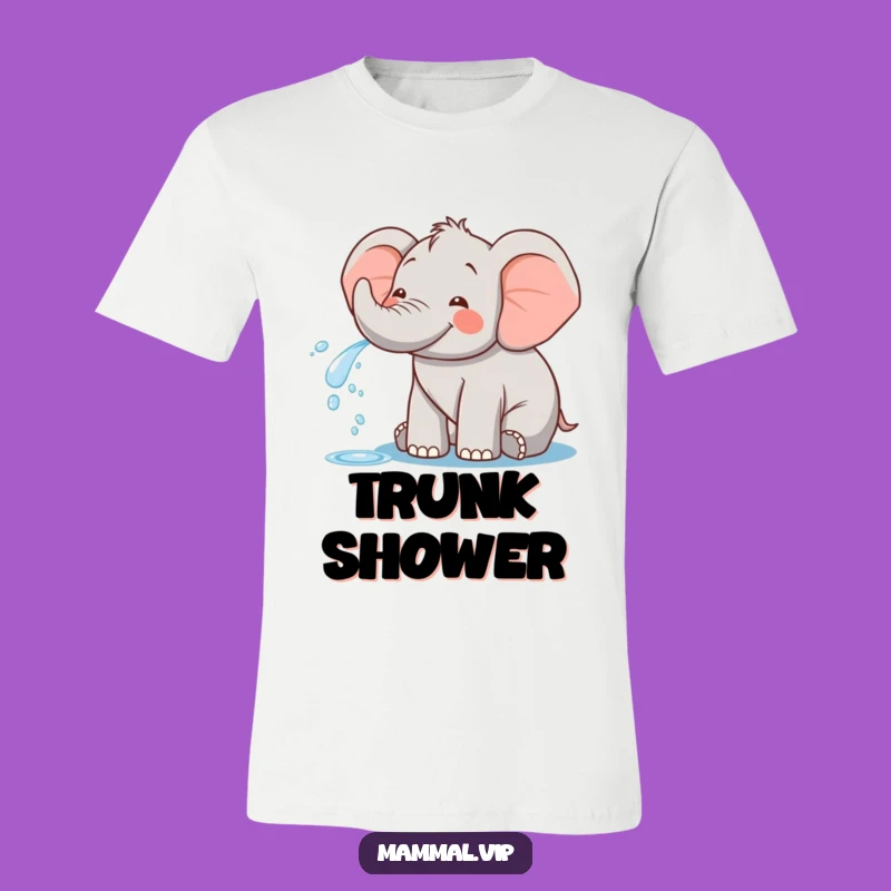 Funny Happy Elephant T-Shirt - Playful Water Spray Design!