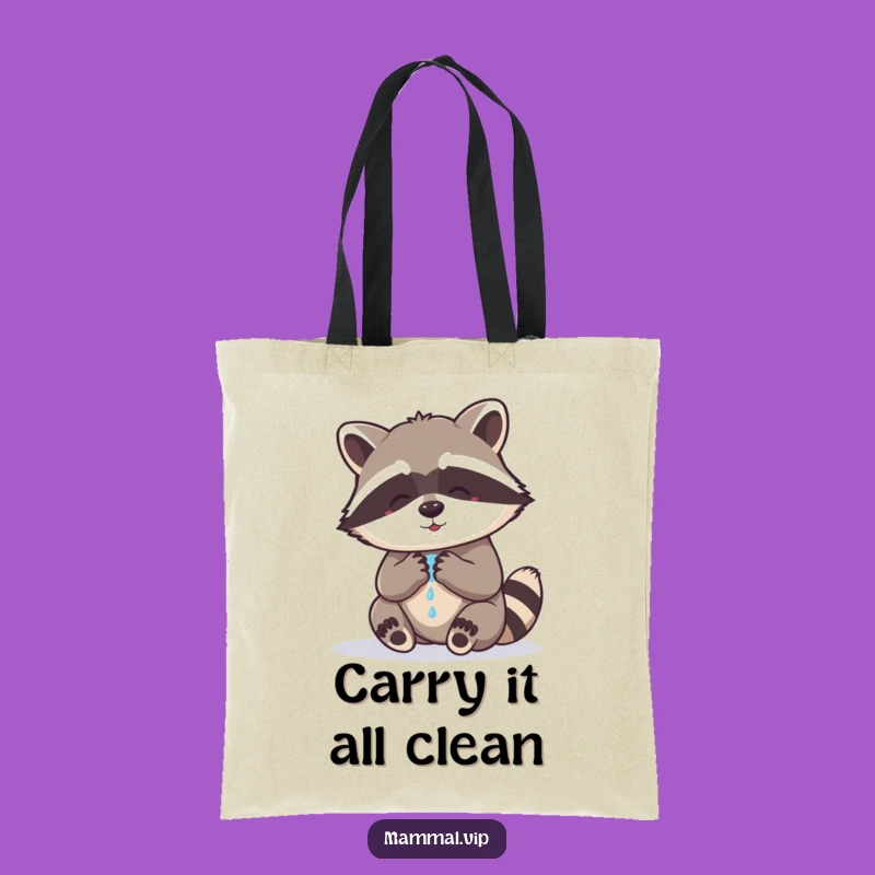 Funny Raccoon Washing Paws Tote Bag: Carry Your Essentials with Comedic Charm