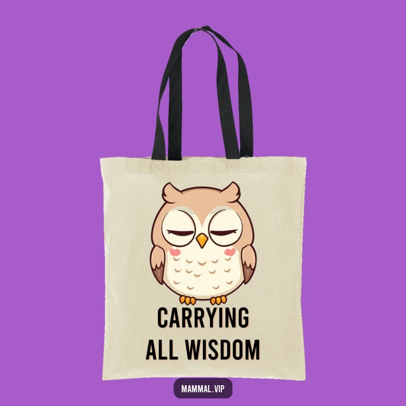 Funny Owl Tote Bag: Smart Cartoon Character Slow Blink Eco Bag