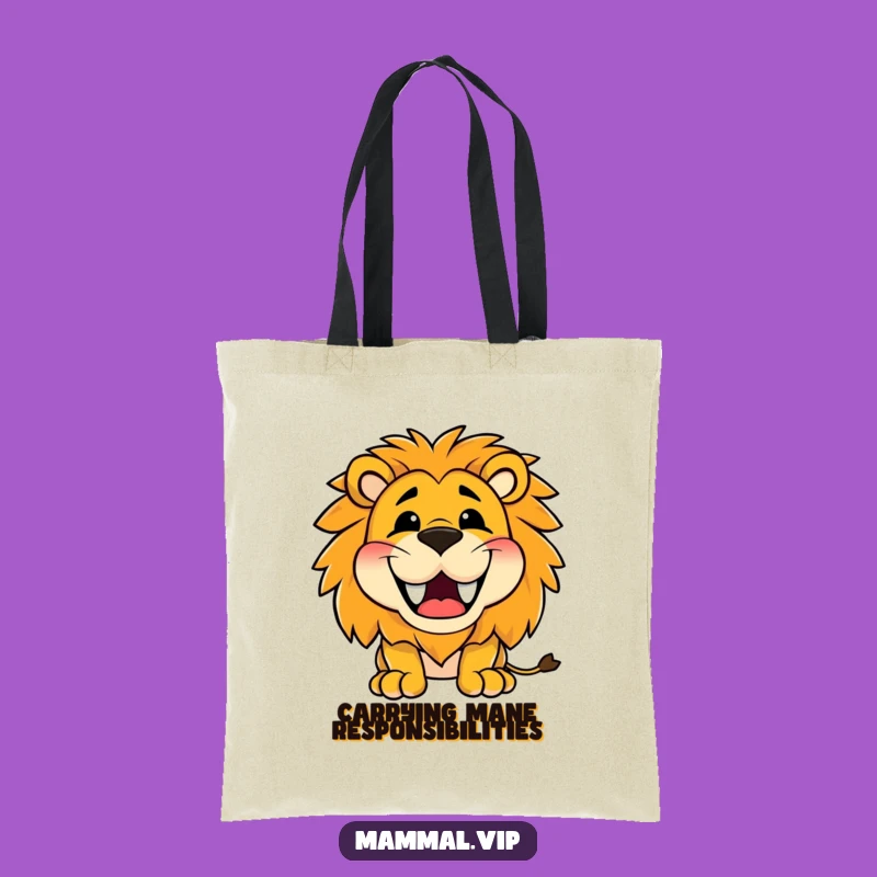Funny Happy Lion Roaring Tote Bag - Carry Your Laughs Everywhere!
