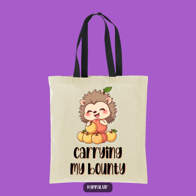 Funny Hedgehog Apple Tote Bag: Grinning Stacker Carryall, Practical Funny Gift