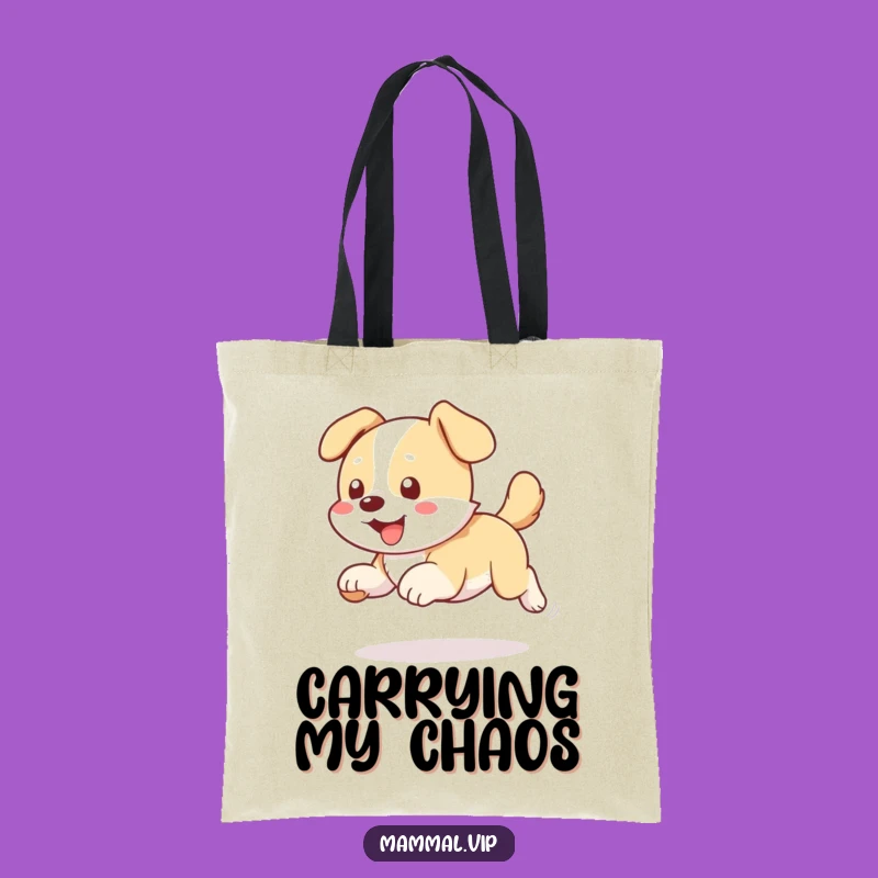 Funny Dog Chasing Tail Tote Bag - Cute Pet Canvas Bag Gift