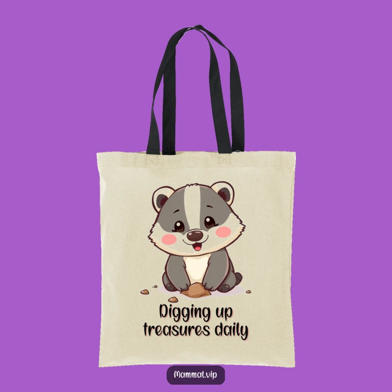 Funny Badger Tote Bag: Happy Digging Character for Your Enthusiastic Adventures