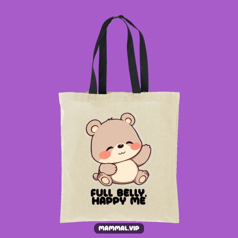 Funny Bear Tote Bag: Playful Cartoon Character Belly Scratch Eco Bag
