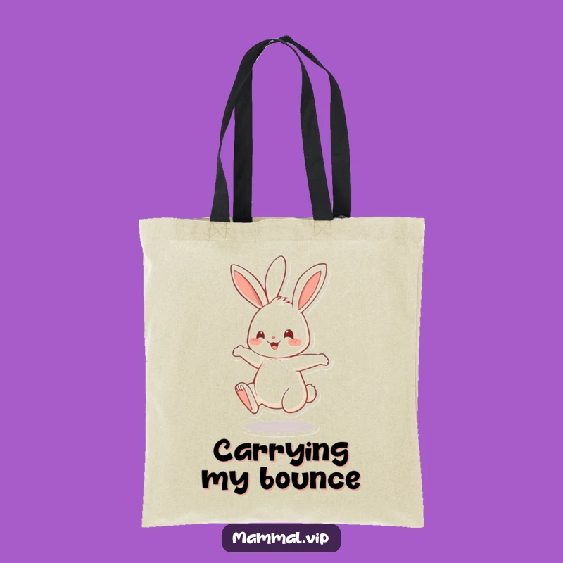 Funny Bouncing Rabbit Tote Bag: Cheerful Bunny Carry-All, Practical Funny Gift