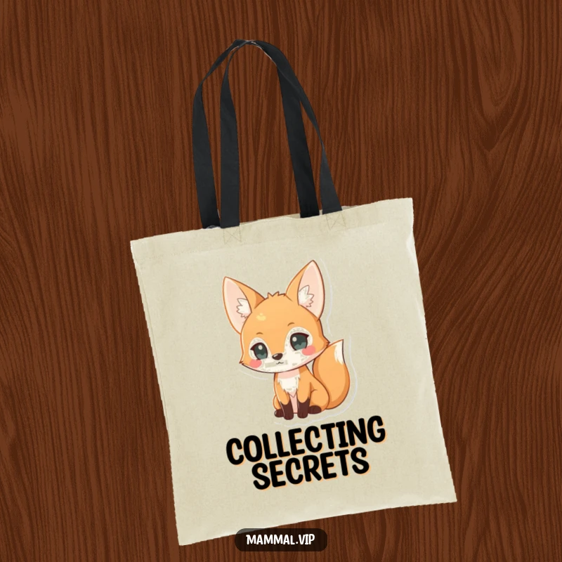 Funny curious fox tote bag, a canvas bag showcasing a clever fox, perfect for carrying items with style.