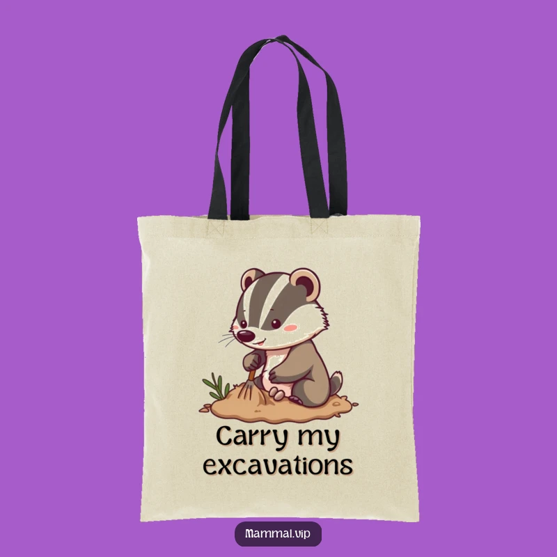 Funny Energetic Badger Tote Bag: Digging Accessory, Great Enthusiastic Gift