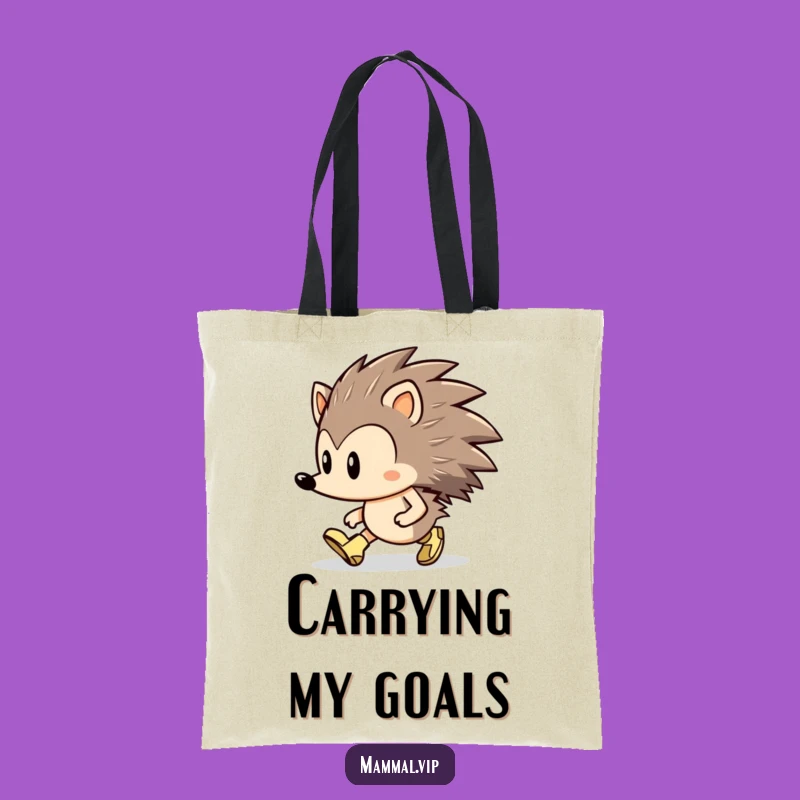 Funny Hedgehog Marching Tote Bag: Determined Tiny Boots Carry-All Gift