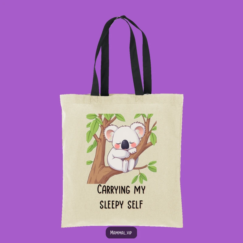 Funny Koala Tote Bag: Content Snoozing Character for Your Relaxed Adventures