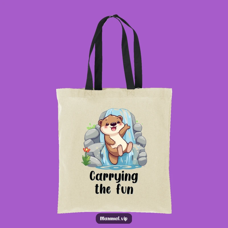 Funny Otter Waterfall Slide Tote Bag: Carry Your Fun