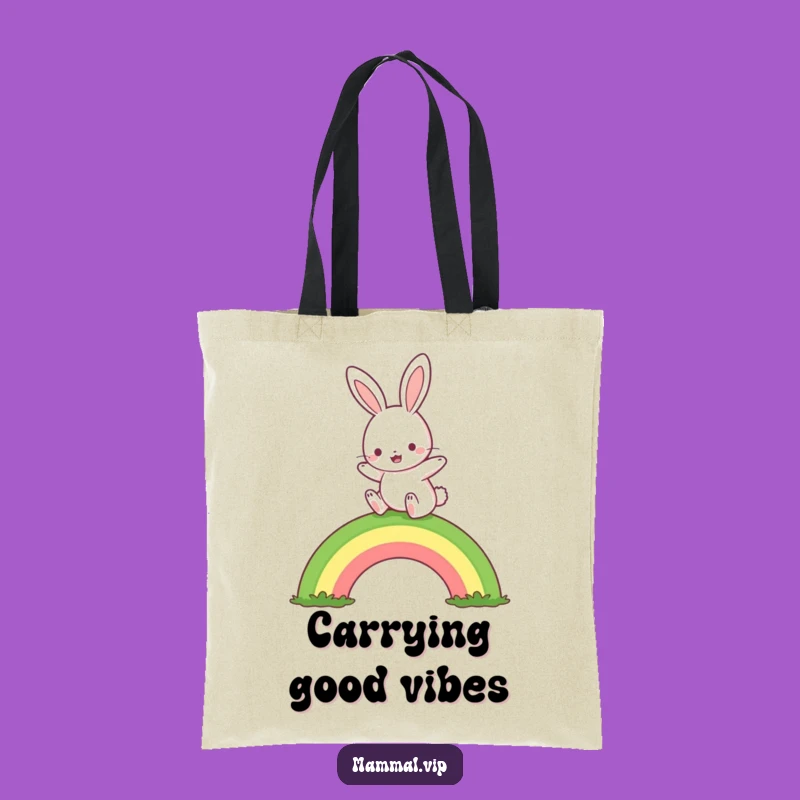 Funny Rabbit Rainbow Hop Tote Bag: Carry Your Joyful Style