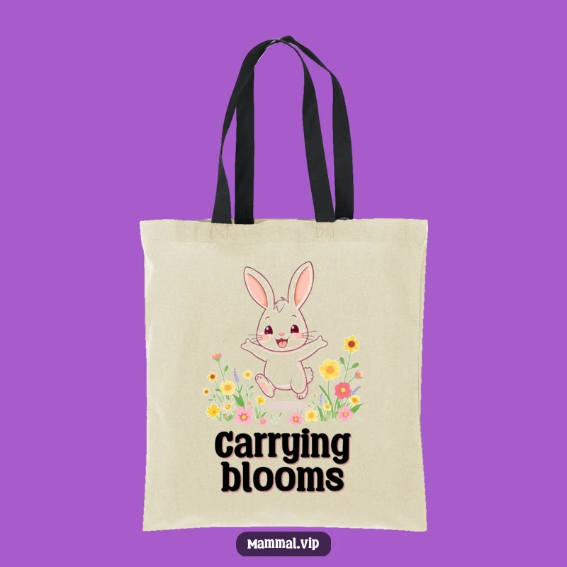 Funny Rabbit Tote Bag: Carry Joy with This Bouncy Flower Design