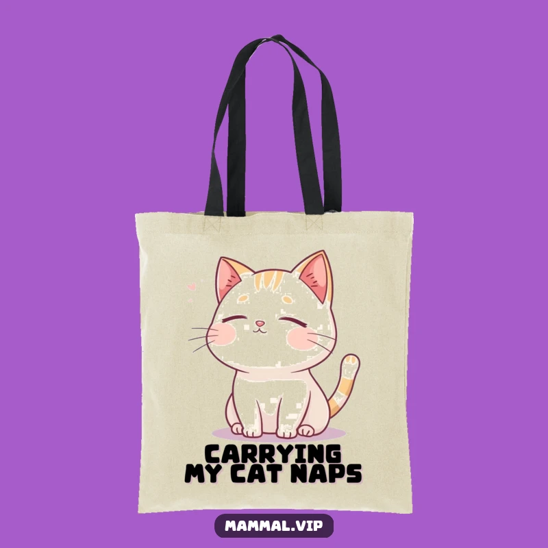 Funny Serene Cat Tote Bag - Peaceful Breeze Shopping Bag