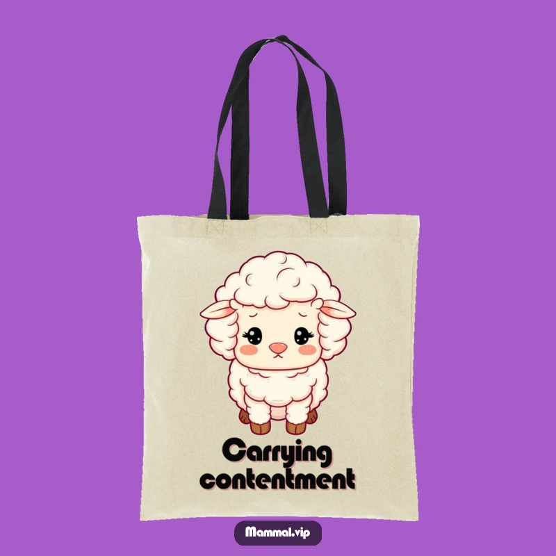 Funny Sheep Tote Bag: Woolly Contented Character, Cute Gift!