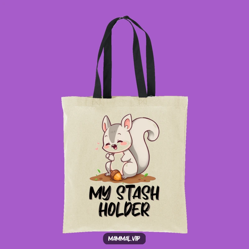 Funny Squirrel Tote Bag: Playful Acorn Burying Character Eco-Friendly Gift for Shoppers
