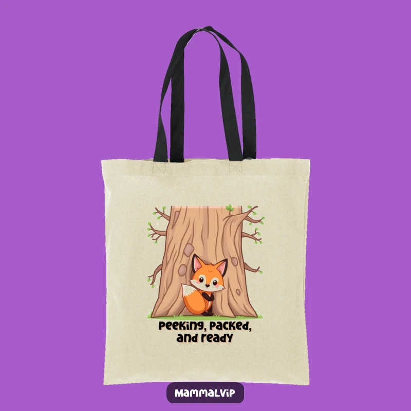 Funny Fox Kit Tote Bag: Peeking Character, Practical Funny Gift