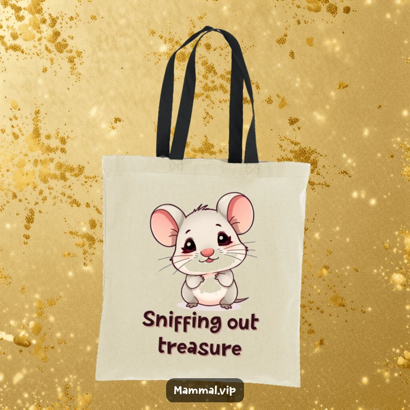 Funny Mouse Tote Bag: A small mouse character with a tiny nose sniffing the air, practical and utterly charming.