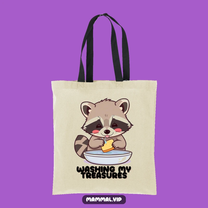 Funny Raccoon Washing Food Tote Bag - Carry Your Meticulousness in Style